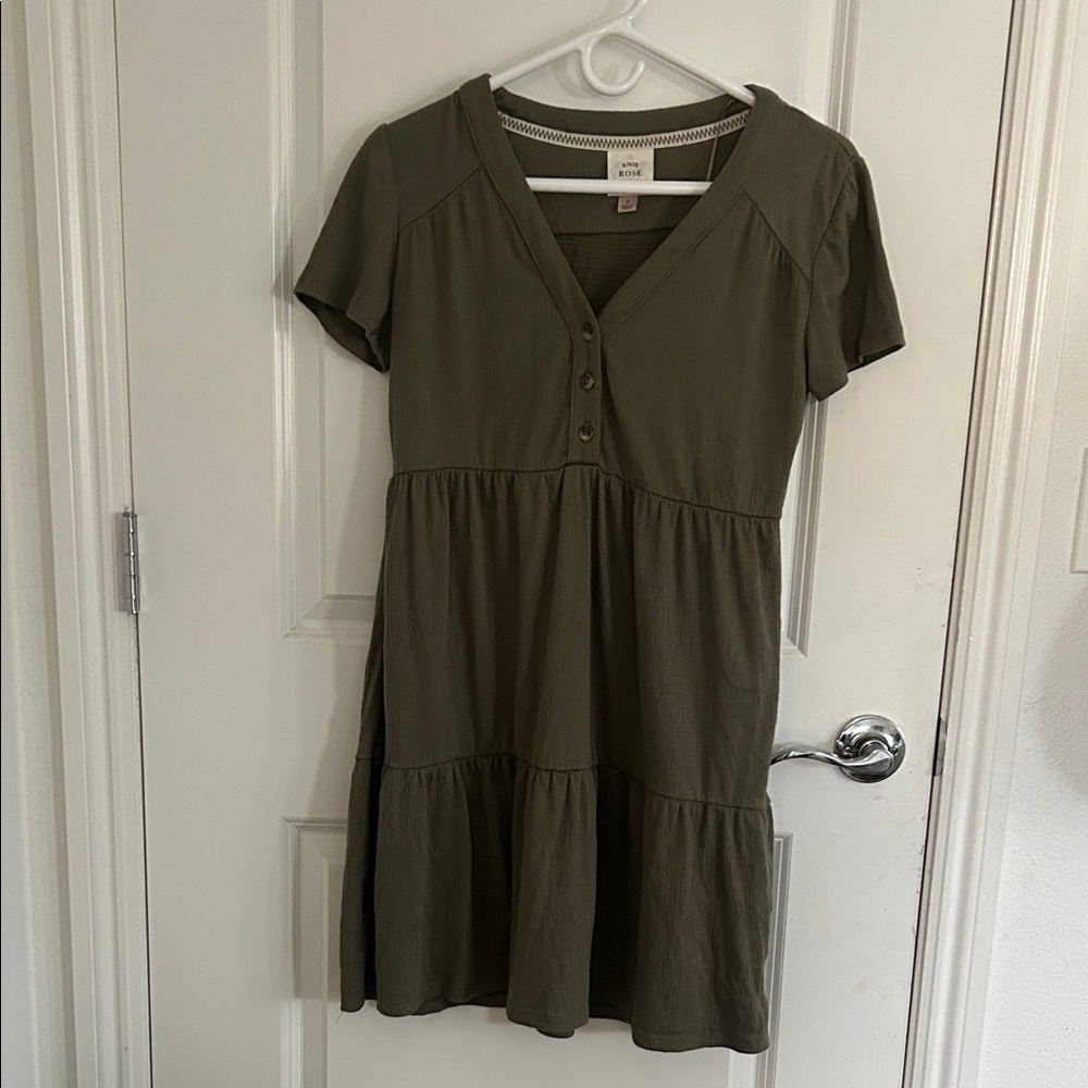 Knox Rose Olive Button-Down Mini Dress